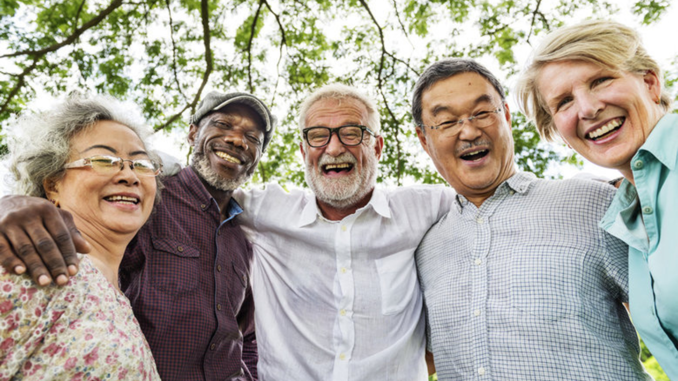 A group of senior citizens enjoying a happy moment together.